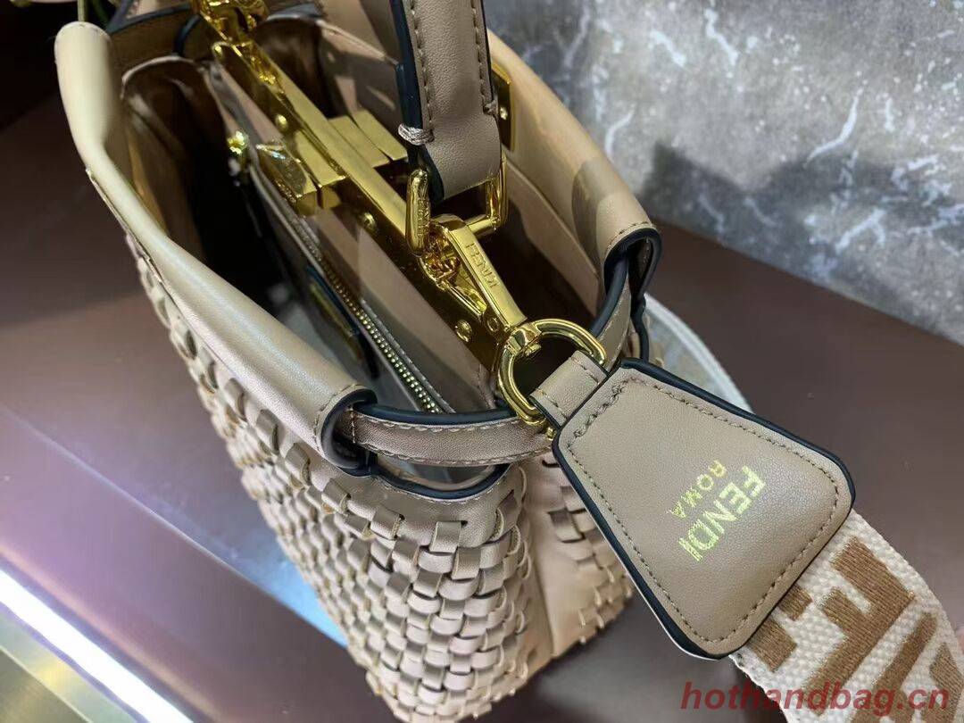 Fendi Peekaboo Mini braided leather bag 8BN244A apricot Fendi Peekaboo Mini braided leather bag 8BN244A apricot