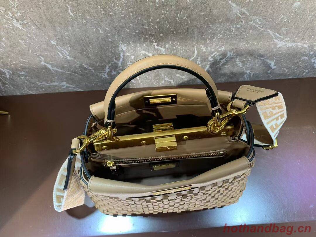 Fendi Peekaboo Mini braided leather bag 8BN244A apricot Fendi Peekaboo Mini braided leather bag 8BN244A apricot