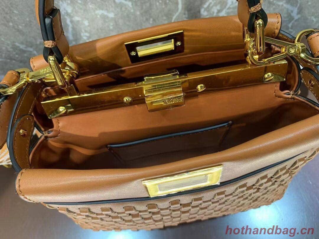 Fendi Peekaboo Mini braided leather bag 8BN244A brown Fendi Peekaboo Mini braided leather bag 8BN244A brown