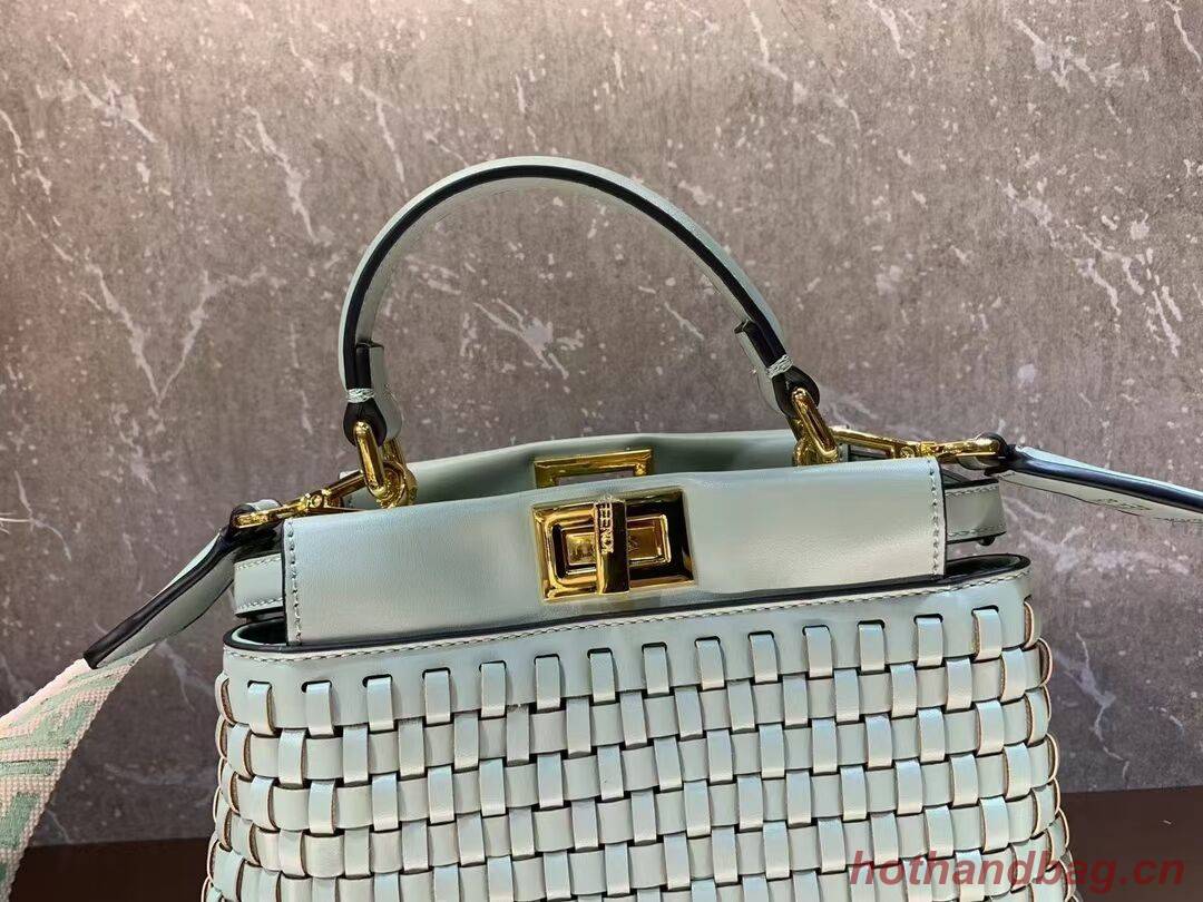 Fendi Peekaboo Mini braided leather bag 8BN244A green Fendi Peekaboo Mini braided leather bag 8BN244A green