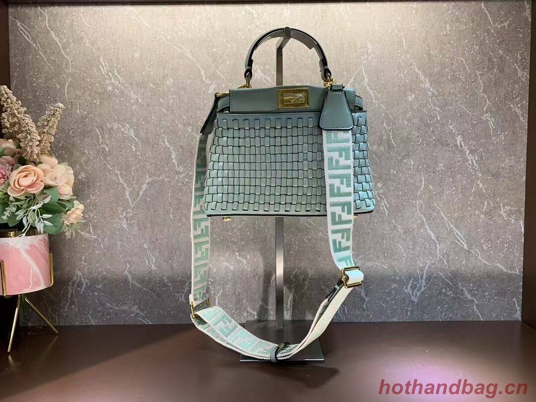 Fendi Peekaboo Mini braided leather bag 8BN244A green Fendi Peekaboo Mini braided leather bag 8BN244A green