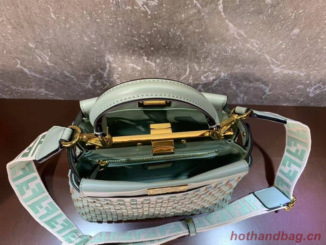 Fendi Peekaboo Mini braided leather bag 8BN244A green Fendi Peekaboo Mini braided leather bag 8BN244A green