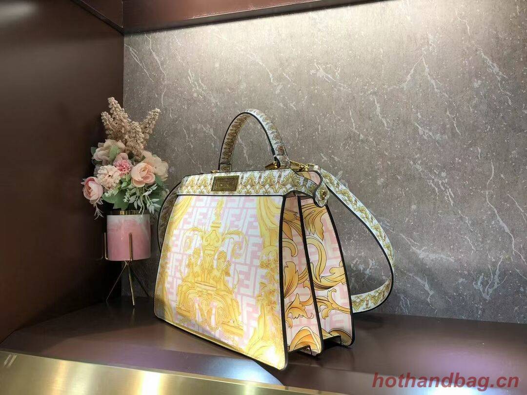 Fendi Peekaboo printed silk bag bag F1951 pink Fendi Peekaboo printed silk bag bag F1951 pink