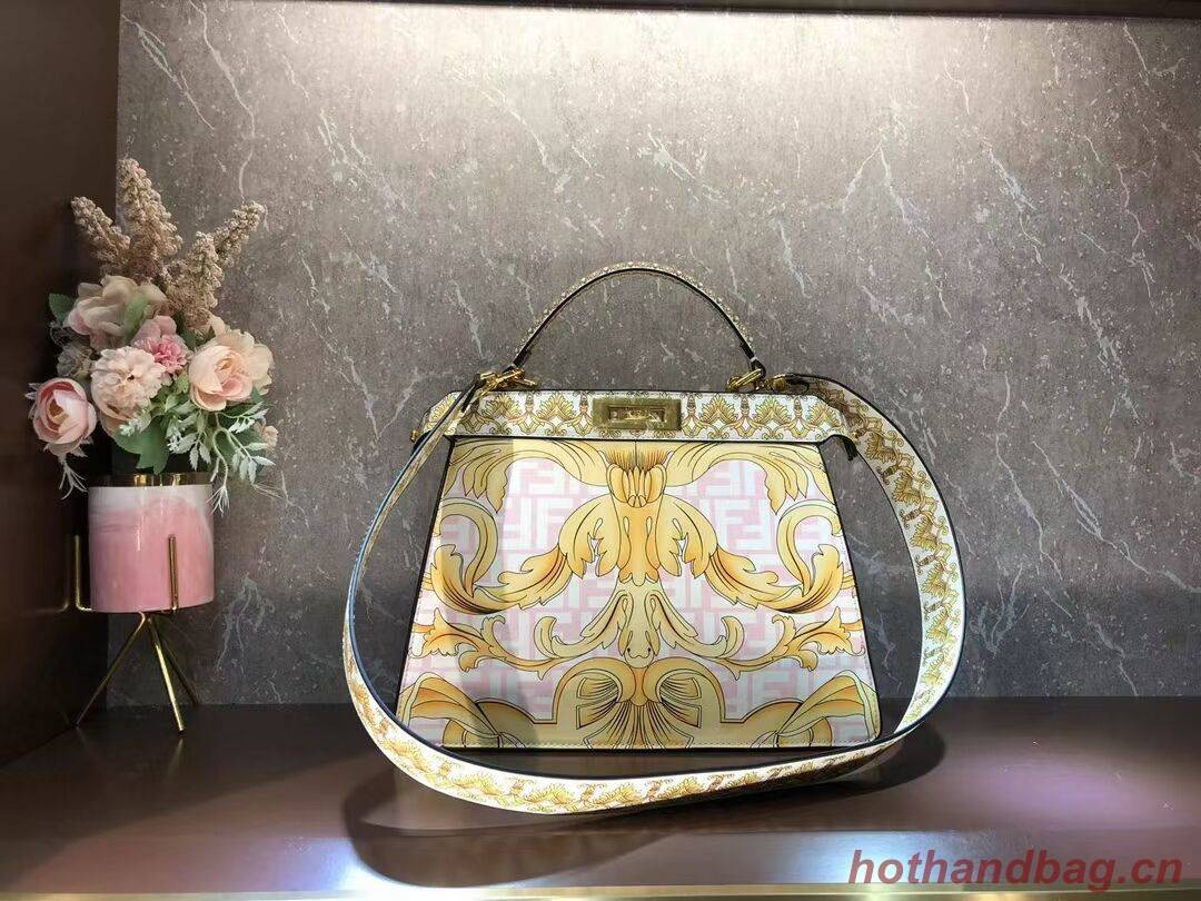Fendi Peekaboo printed silk bag bag F1951 pink Fendi Peekaboo printed silk bag bag F1951 pink