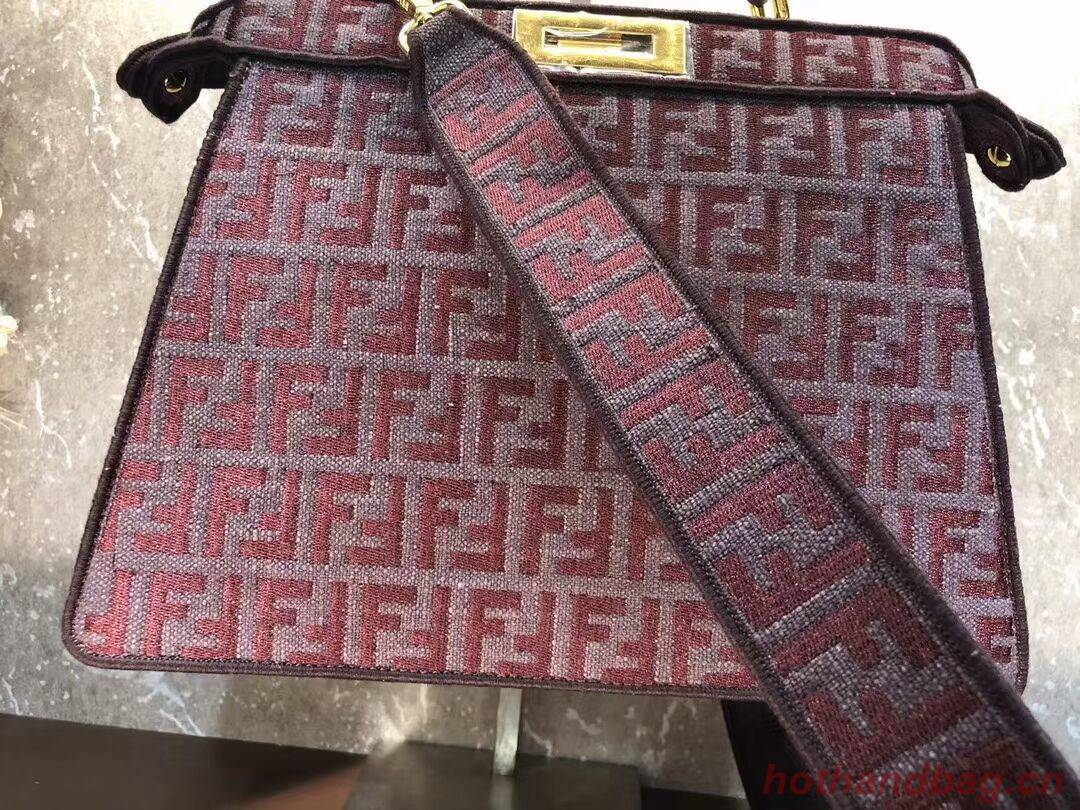 Fendi Peekaboo ISeeU FF tapestry fabric bag F1982 Burgundy Fendi Peekaboo ISeeU FF tapestry fabric bag F1982 Burgundy