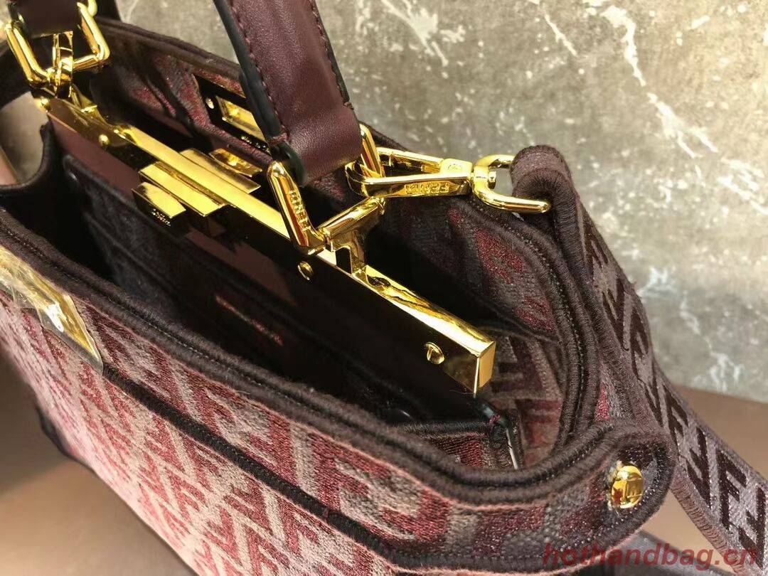 Fendi Peekaboo ISeeU FF tapestry fabric bag F1982 Burgundy Fendi Peekaboo ISeeU FF tapestry fabric bag F1982 Burgundy