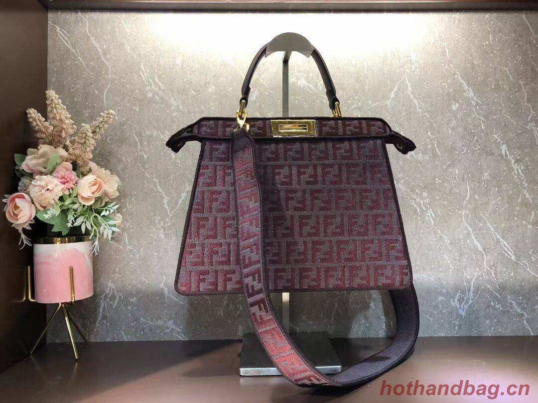 Fendi Peekaboo ISeeU FF tapestry fabric bag F1982 Burgundy Fendi Peekaboo ISeeU FF tapestry fabric bag F1982 Burgundy