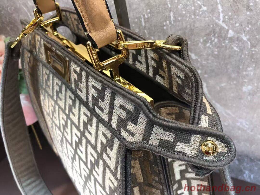 Fendi Peekaboo ISeeU FF tapestry fabric bag F1982 Khaki Fendi Peekaboo ISeeU FF tapestry fabric bag F1982 Khaki