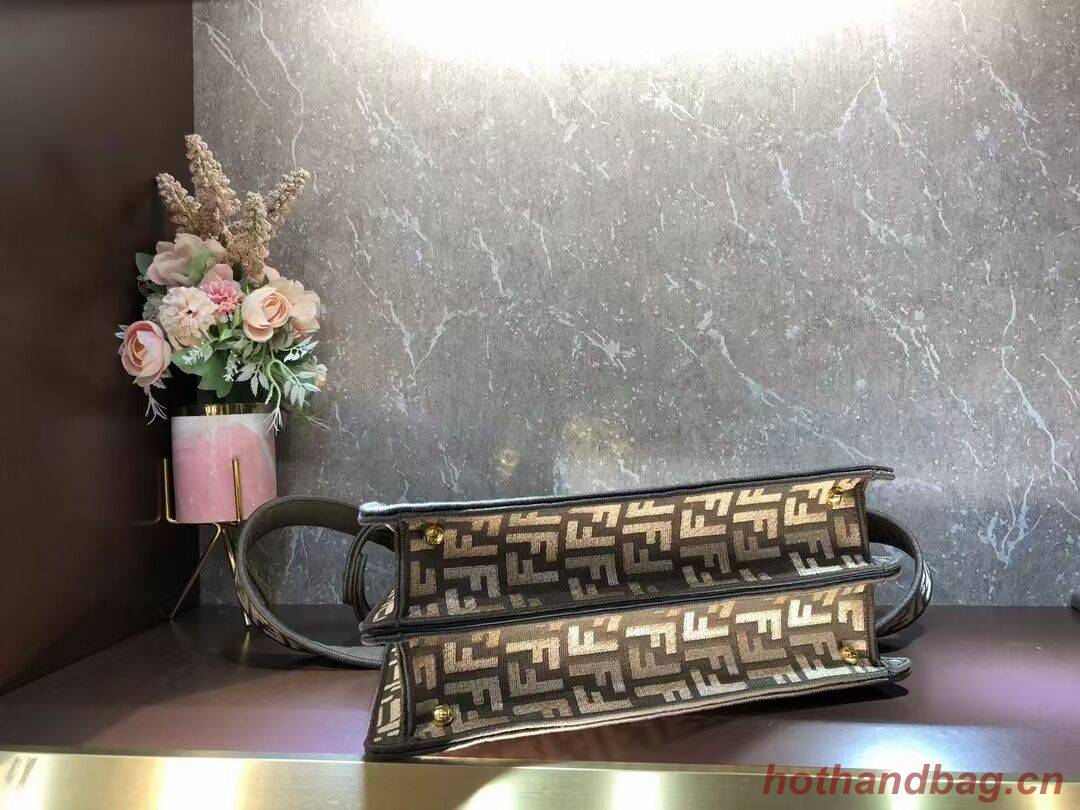 Fendi Peekaboo ISeeU FF tapestry fabric bag F1982 Khaki Fendi Peekaboo ISeeU FF tapestry fabric bag F1982 Khaki