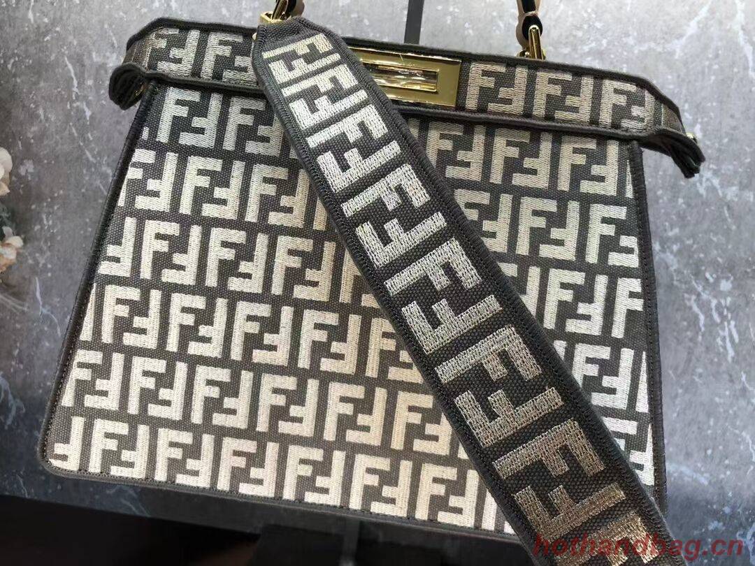 Fendi Peekaboo ISeeU FF tapestry fabric bag F1982 Khaki Fendi Peekaboo ISeeU FF tapestry fabric bag F1982 Khaki