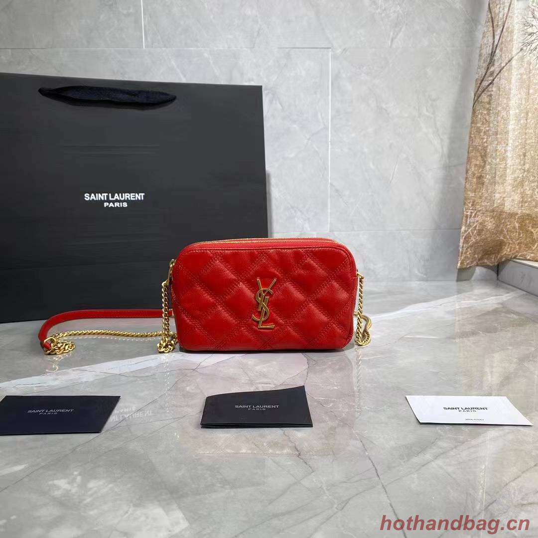 SAINT LAURENT MONOGRAM CHAIN WALLET IN LEATHER 655941 red SAINT LAURENT MONOGRAM CHAIN WALLET IN LEATHER 655941 red