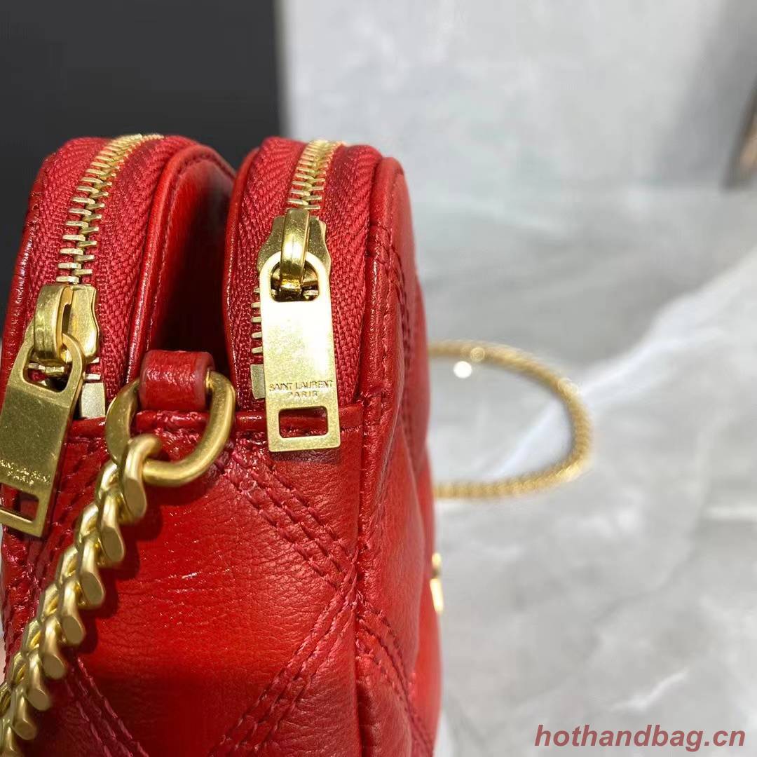 SAINT LAURENT MONOGRAM CHAIN WALLET IN LEATHER 655941 red SAINT LAURENT MONOGRAM CHAIN WALLET IN LEATHER 655941 red