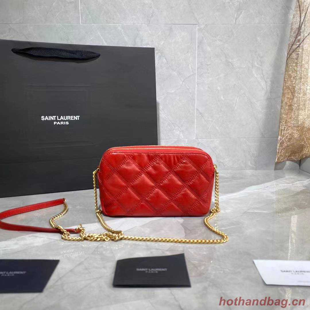 SAINT LAURENT MONOGRAM CHAIN WALLET IN LEATHER 655941 red SAINT LAURENT MONOGRAM CHAIN WALLET IN LEATHER 655941 red