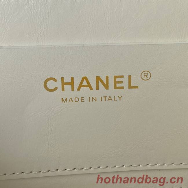Chanel Lambskin & Gold-Tone Metal Backpack  AS3332 white