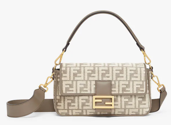 Fendi Baguette Dove gray FF tapestry fabric bag 8BS010A Fendi Baguette Dove gray FF tapestry fabric bag 8BS010A