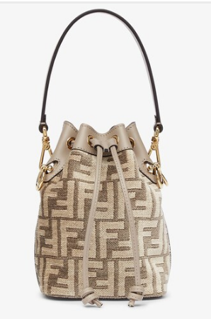 Fendi Mon Tresor Dove gray tapestry fabric mini-bag 8BS010A Fendi Mon Tresor Dove gray tapestry fabric mini-bag 8BS010A