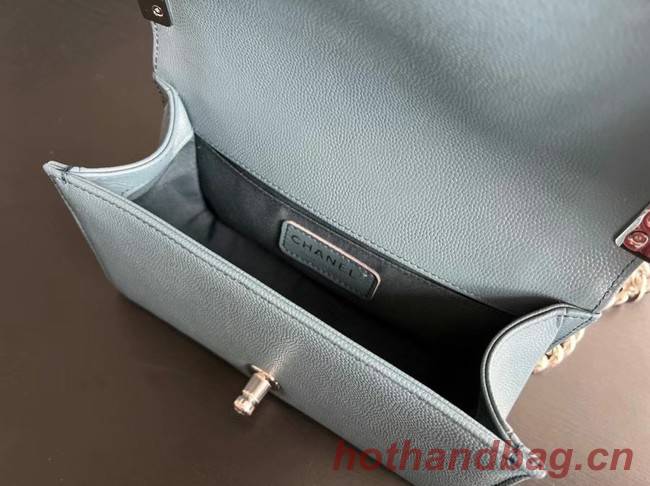 SMALL BOY CHANEL HANDBAG Calfskin & Silver-Tone Metal A67085 Light Blue