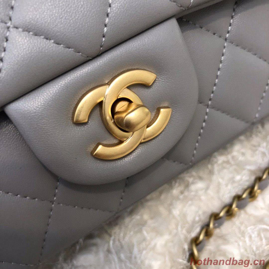 CHANEL 22B mini CF flap bag with Gold hardware top handle AS2431 Gray CHANEL 22B mini CF flap bag with Gold hardware top handle AS2431 Gray