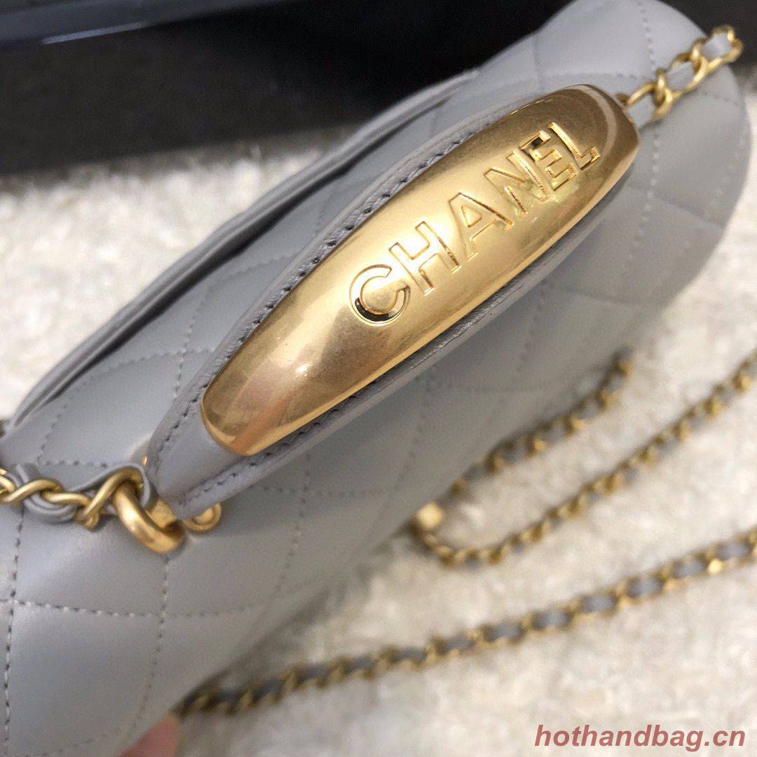 CHANEL 22B mini CF flap bag with Gold hardware top handle AS2431 Gray CHANEL 22B mini CF flap bag with Gold hardware top handle AS2431 Gray