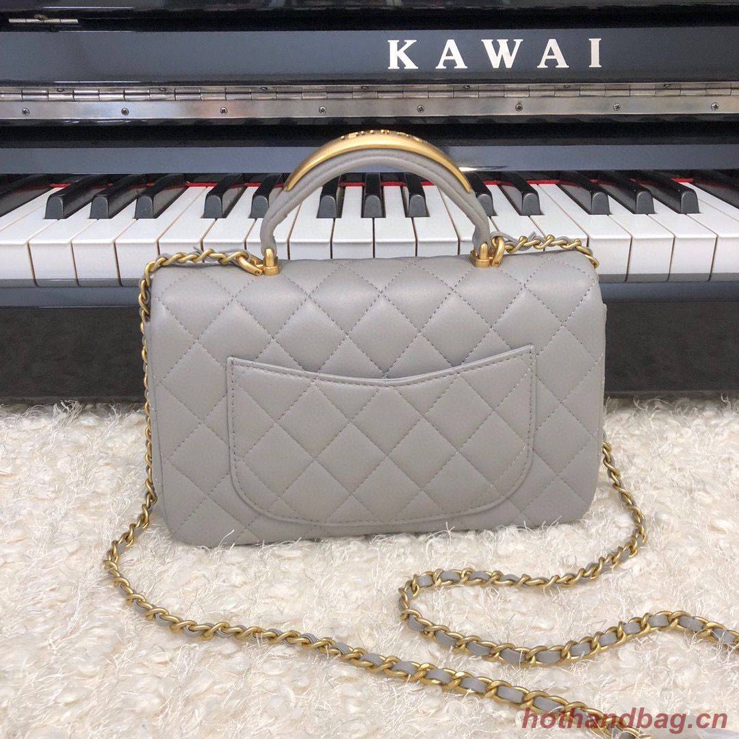 CHANEL 22B mini CF flap bag with Gold hardware top handle AS2431 Gray CHANEL 22B mini CF flap bag with Gold hardware top handle AS2431 Gray