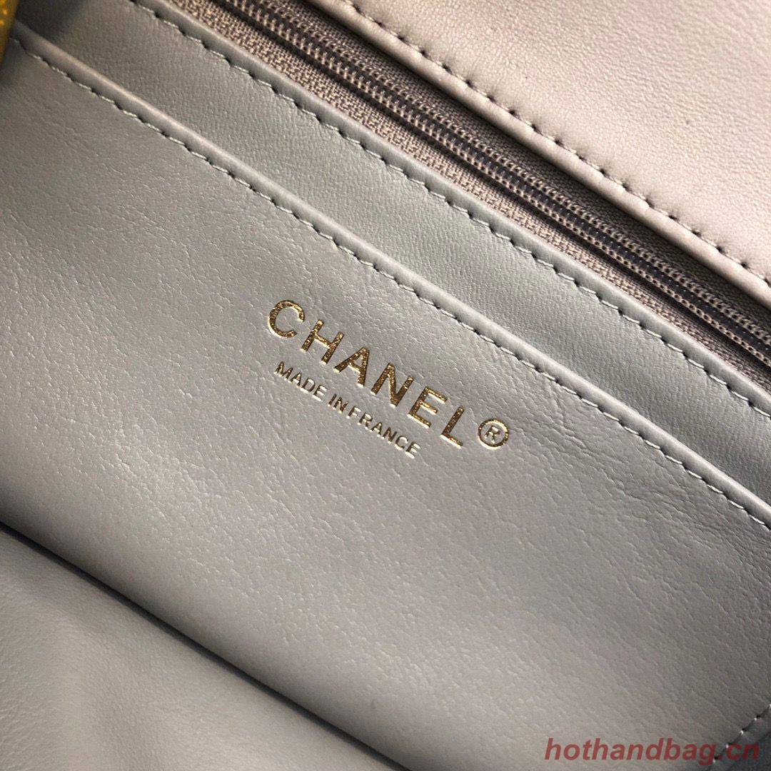 CHANEL 22B mini CF flap bag with Gold hardware top handle AS2431 Gray CHANEL 22B mini CF flap bag with Gold hardware top handle AS2431 Gray