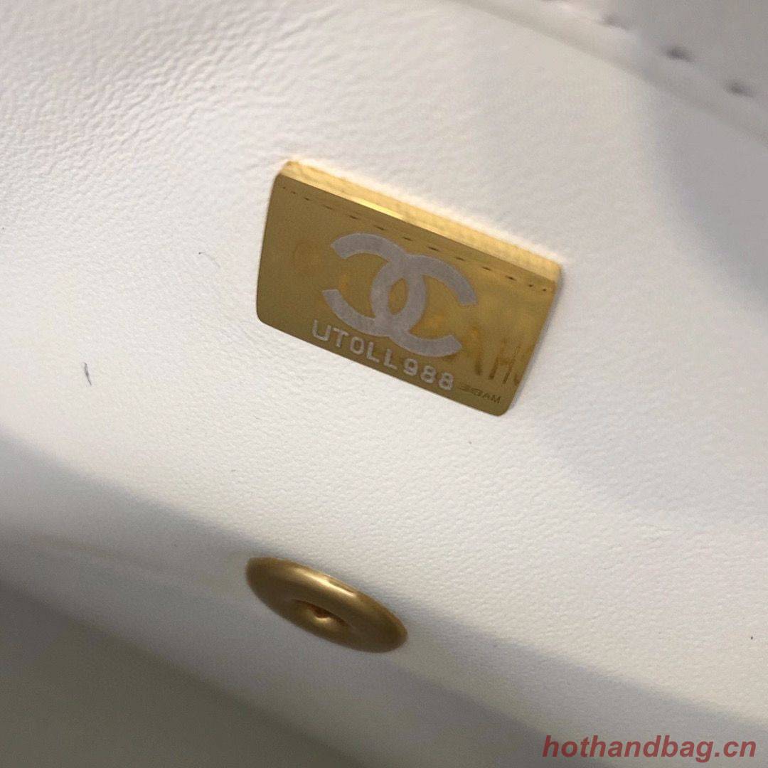 CHANEL 22B mini CF flap bag with Gold hardware top handle AS2431 Gray CHANEL 22B mini CF flap bag with Gold hardware top handle AS2431 Gray