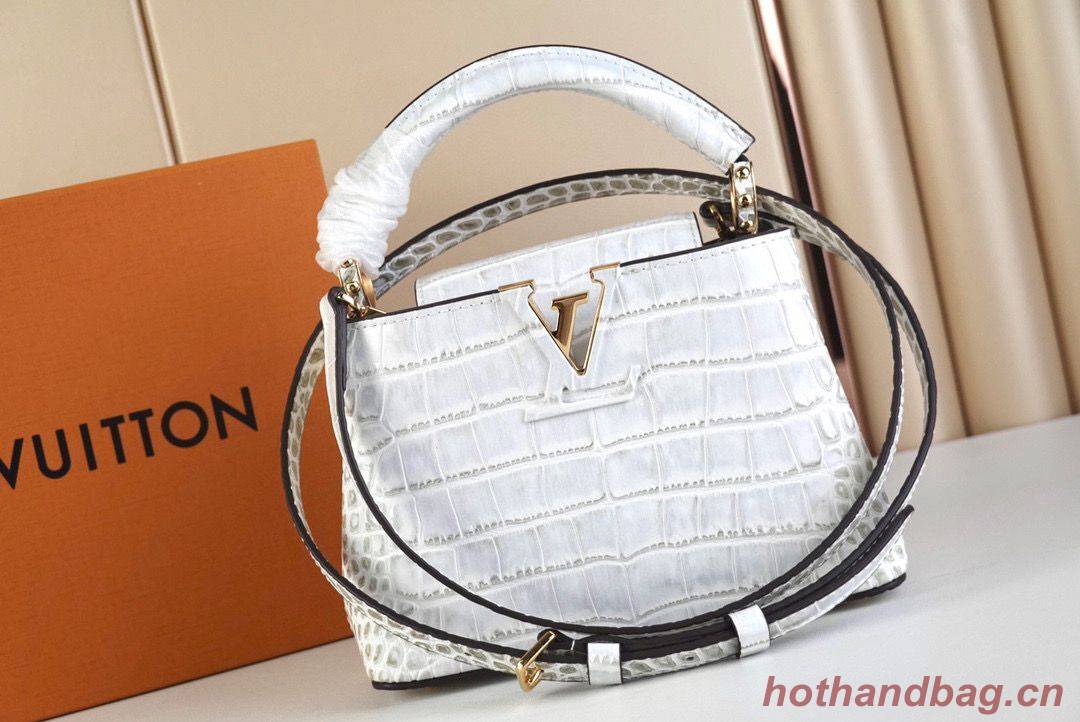 Louis Vuitton crocodile skin CAPUCINES MINI M48865 light gray Louis Vuitton crocodile skin CAPUCINES MINI M48865 light gray