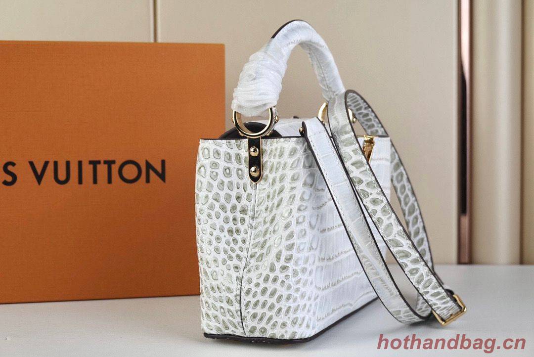Louis Vuitton crocodile skin CAPUCINES MINI M48865 light gray Louis Vuitton crocodile skin CAPUCINES MINI M48865 light gray