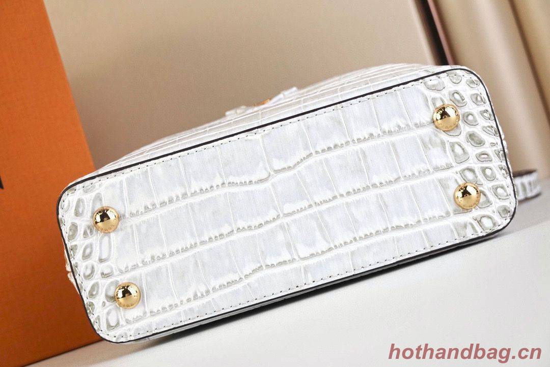 Louis Vuitton crocodile skin CAPUCINES MINI M48865 light gray Louis Vuitton crocodile skin CAPUCINES MINI M48865 light gray