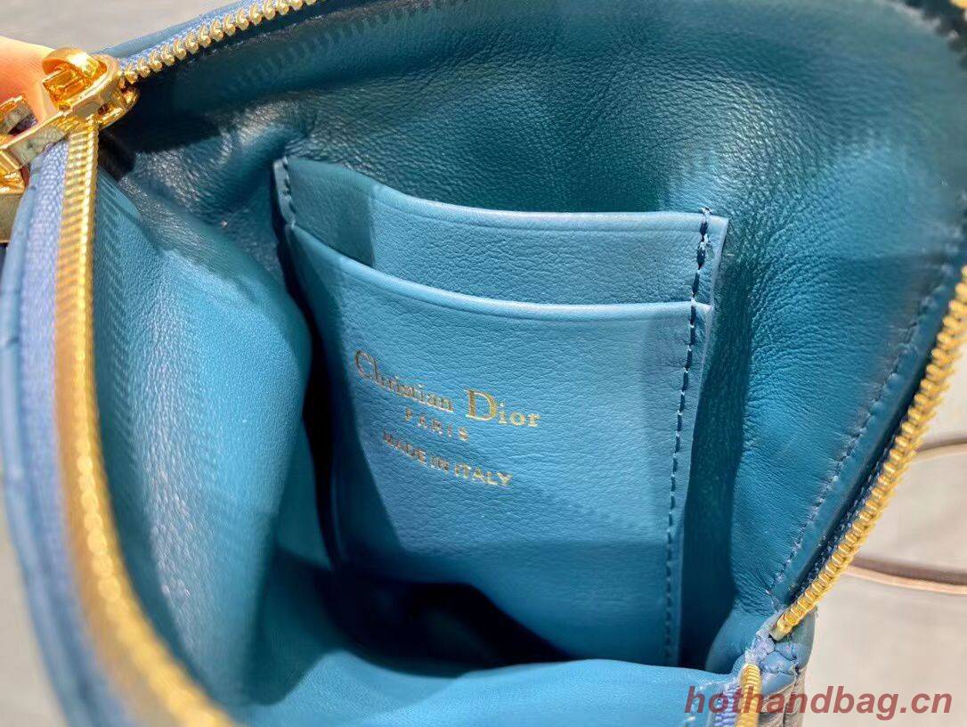 DIOR CARO MULTIFUNCTIONAL POUCH Supple Cannage Calfskin S5036UW Blue DIOR CARO MULTIFUNCTIONAL POUCH Supple Cannage Calfskin S5036UW Blue