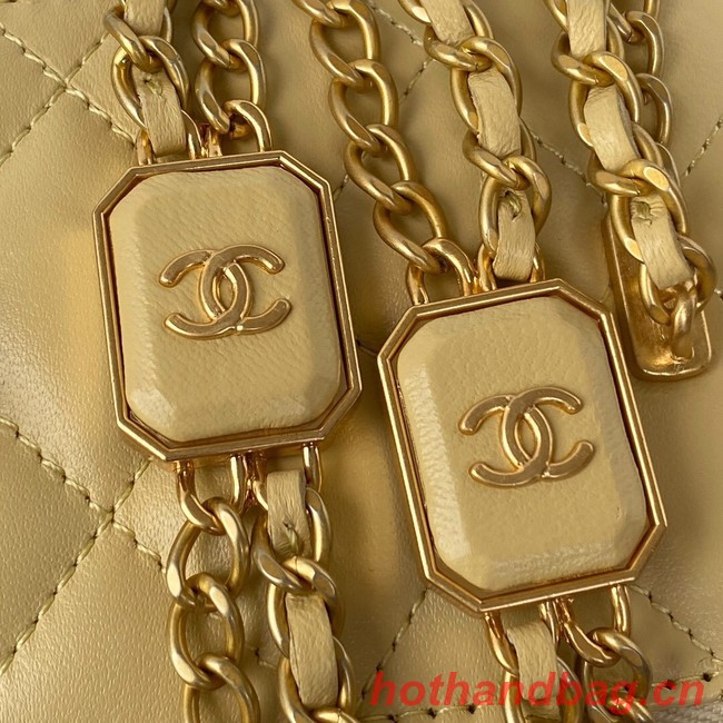 CHANEL SMALL VANITY WITH CHAIN Lambskin & Gold-Tone Metal AP2931 light yellow