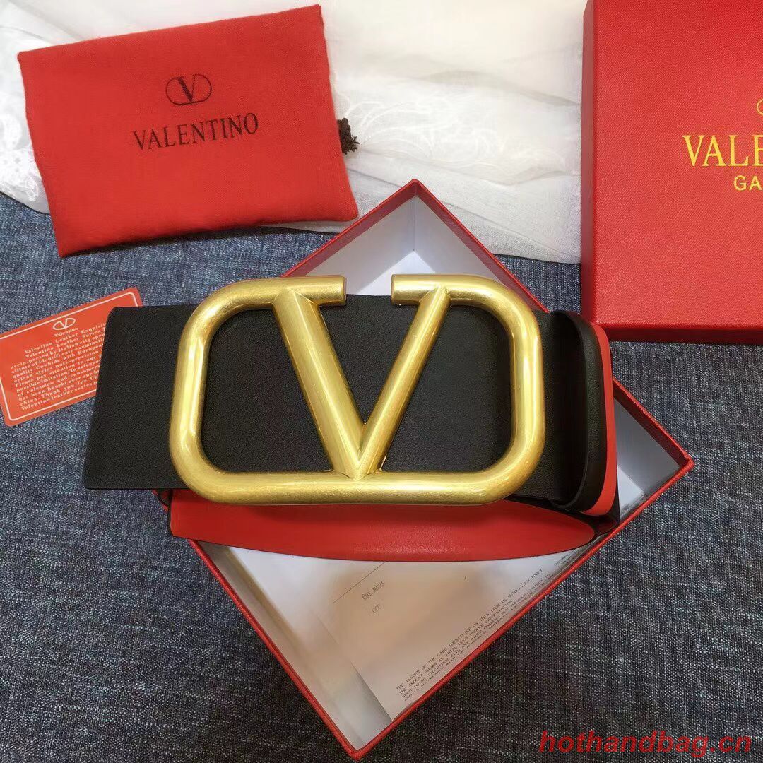 Valentino Original Calf Leather Belt 7.0CM V96783-2 Black&Red Valentino Original Calf Leather Belt 7.0CM V96783-2 Black&Red