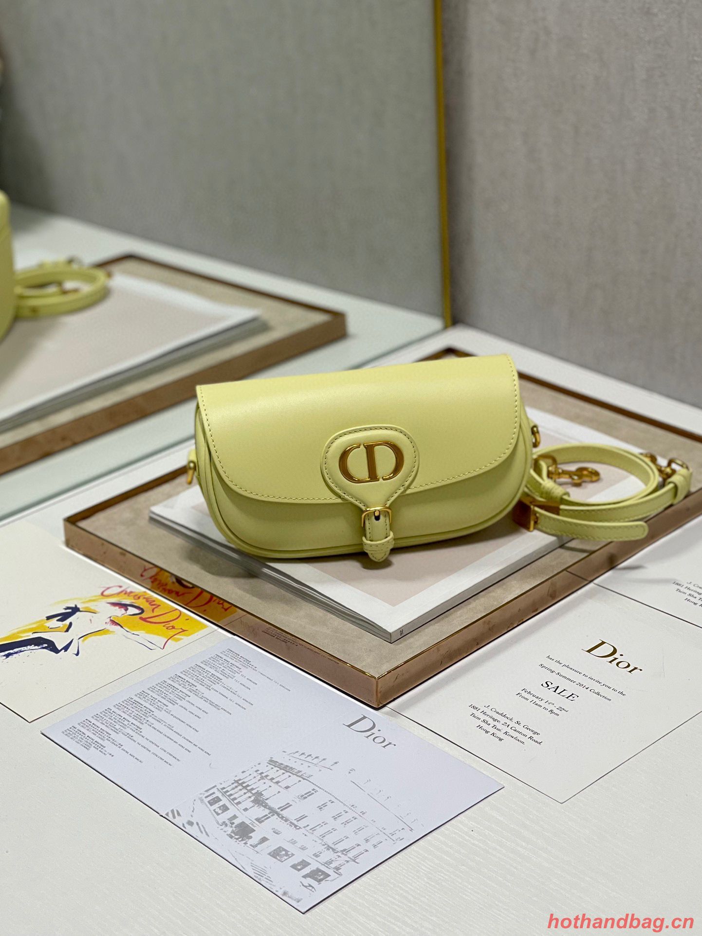DIOR BOBBY EAST-WEST BAG Box Calfskin M9317S Lemon DIOR BOBBY EAST-WEST BAG Box Calfskin M9317S Lemon
