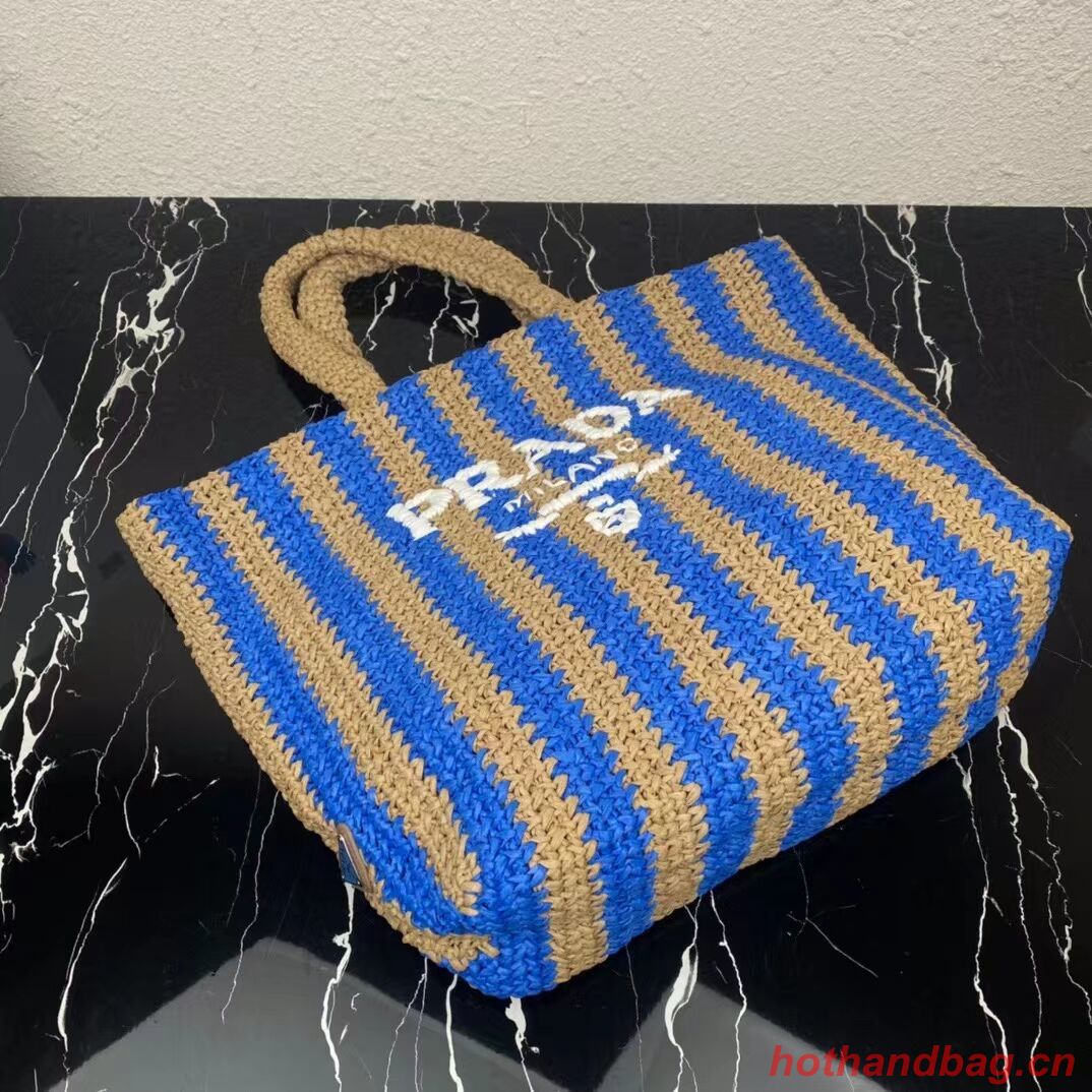Prada Raffia tote bag 1NE229 blue Prada Raffia tote bag 1NE229 blue
