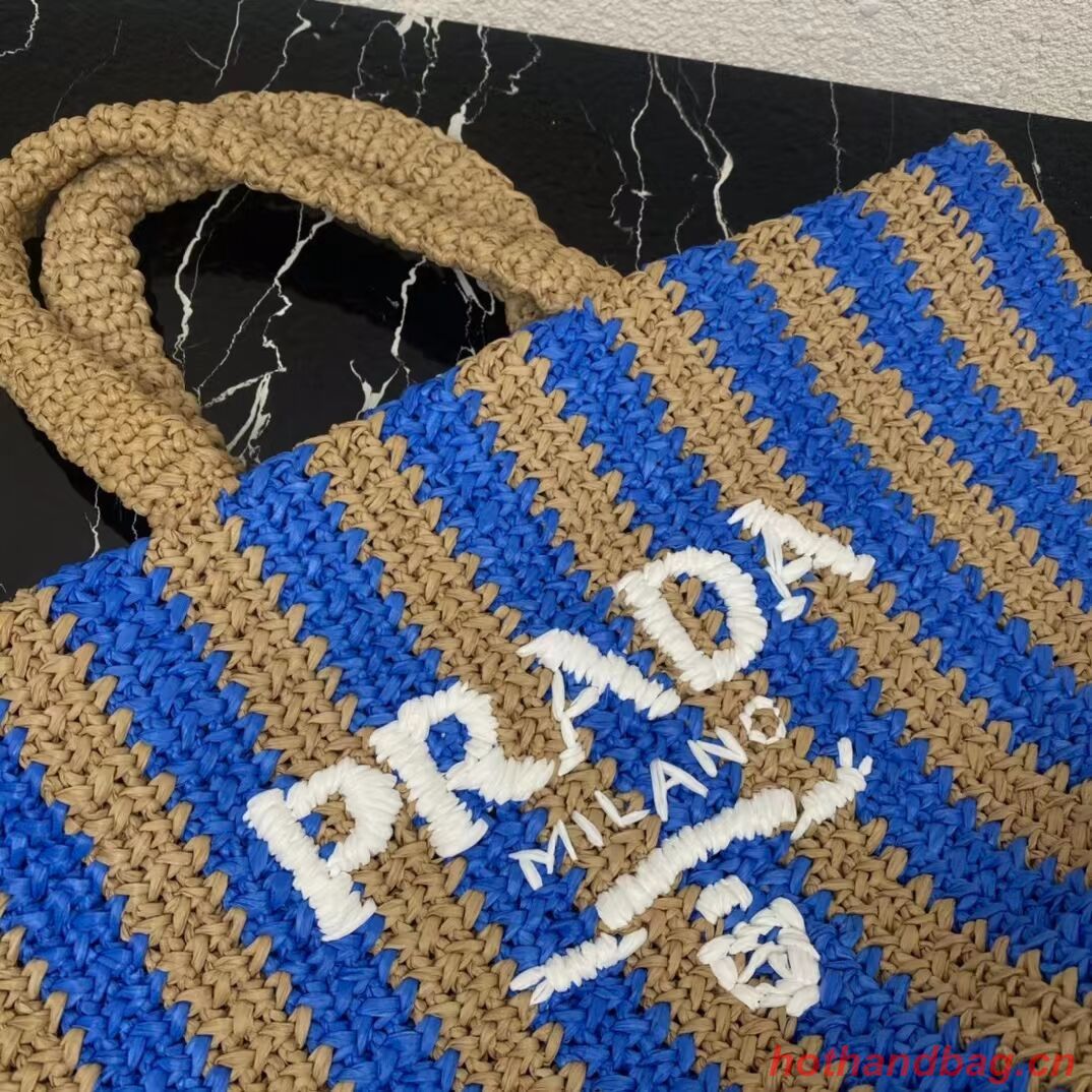 Prada Raffia tote bag 1NE229 blue Prada Raffia tote bag 1NE229 blue
