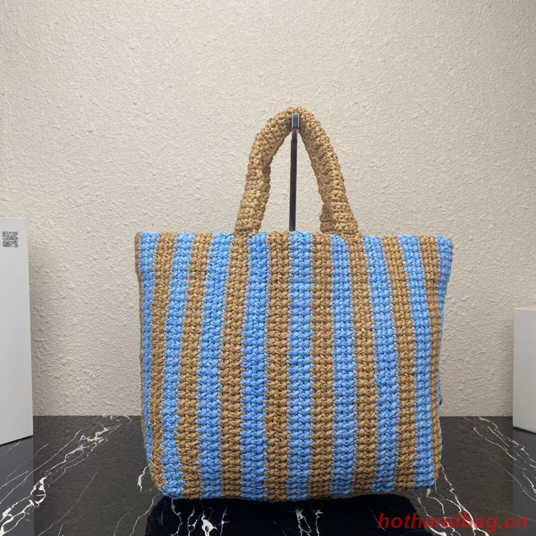 Prada Raffia tote bag 1NE229 light blue