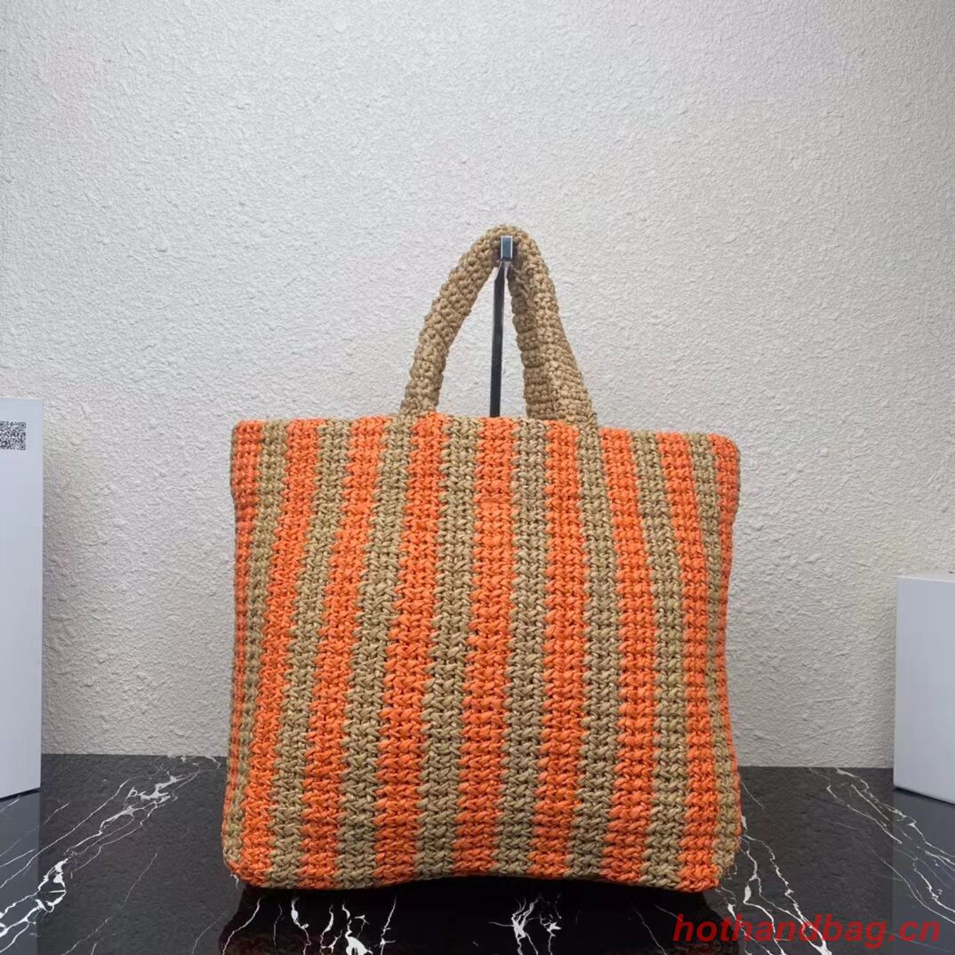 Prada Raffia tote bag 1NE229 orange Prada Raffia tote bag 1NE229 orange
