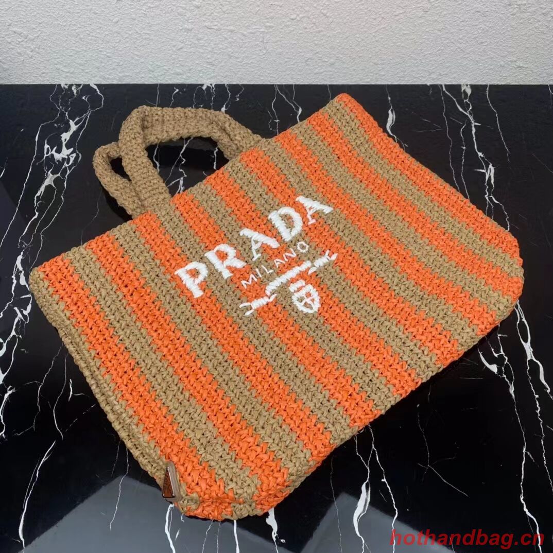 Prada Raffia tote bag 1NE229 orange Prada Raffia tote bag 1NE229 orange