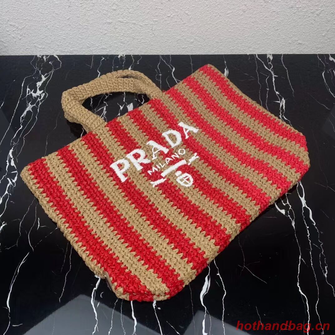 Prada Raffia tote bag 1NE229 red Prada Raffia tote bag 1NE229 red