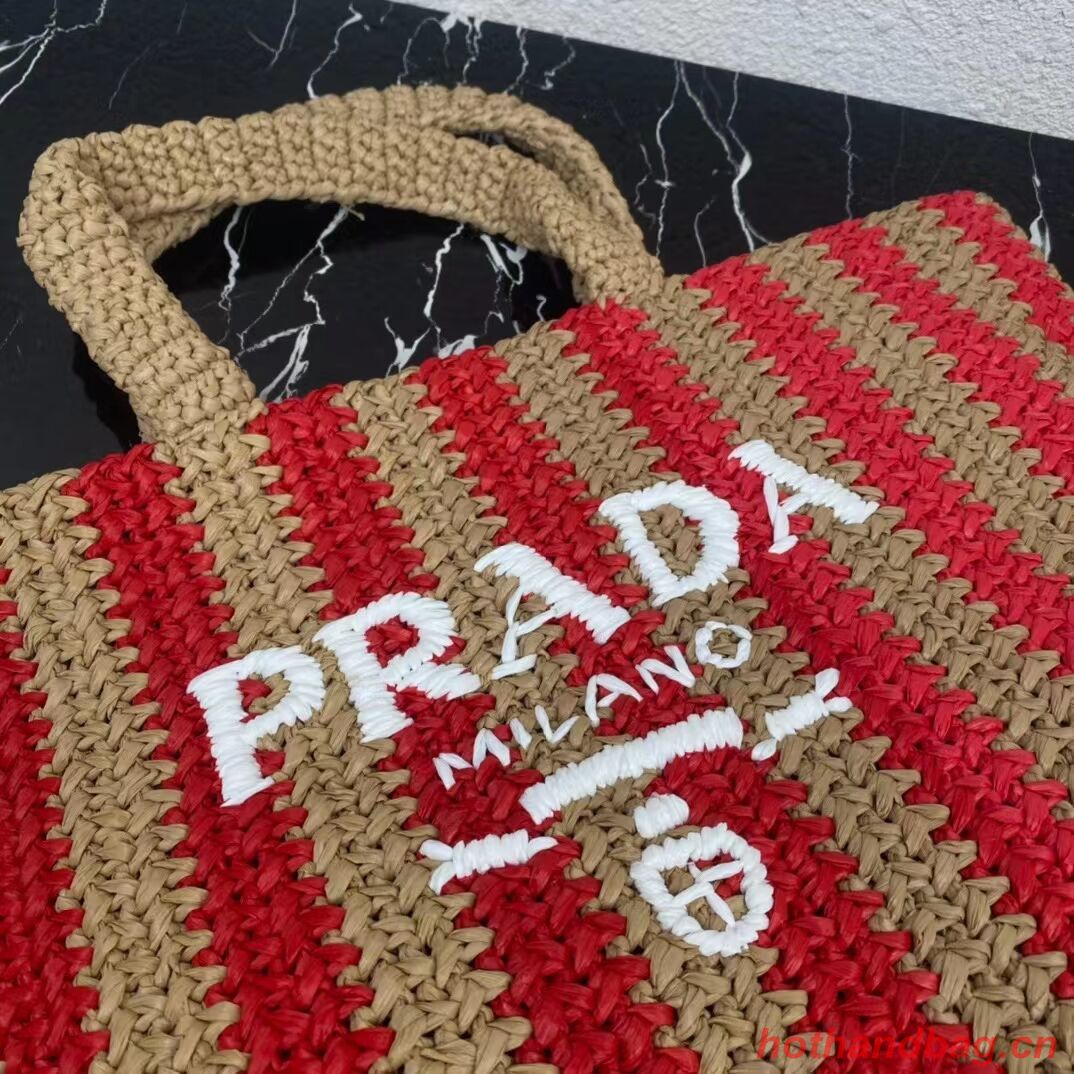 Prada Raffia tote bag 1NE229 red Prada Raffia tote bag 1NE229 red