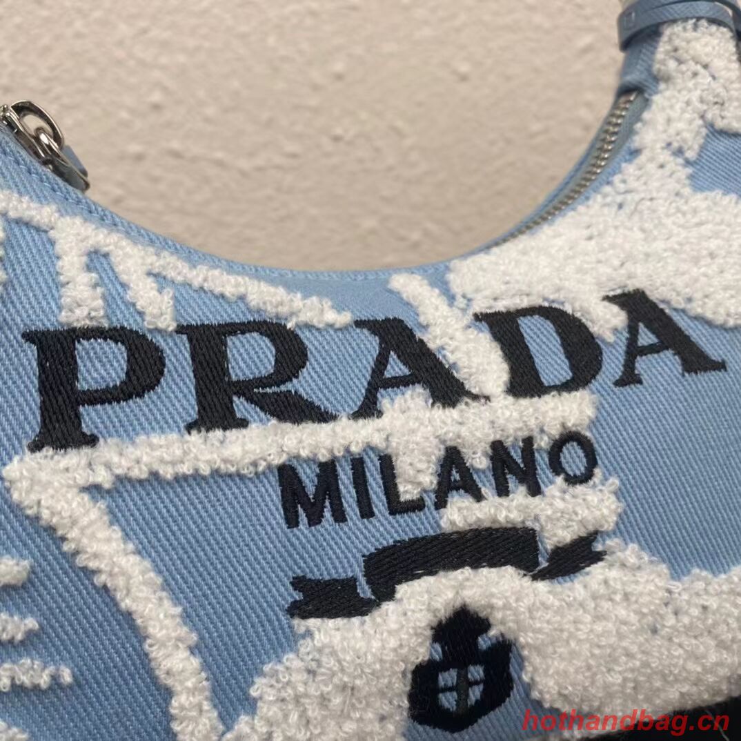 Prada Re-Edition 2000 embroidered drill mini bag 1NE515 sky blue Prada Re-Edition 2000 embroidered drill mini bag 1NE515 sky blue