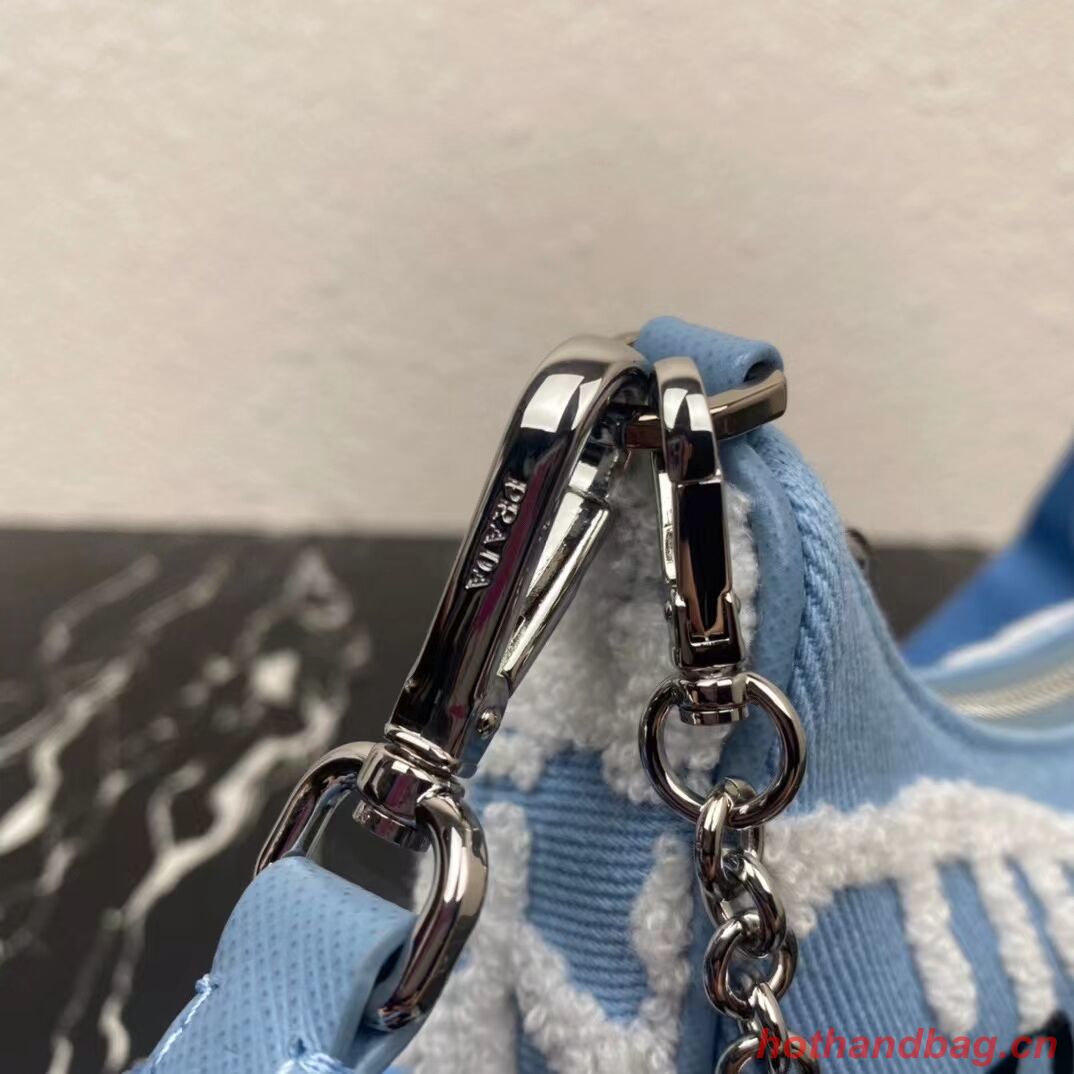 Prada Re-Edition 2006 embroidered drill shoulder bag 1BH204 sky blue Prada Re-Edition 2006 embroidered drill shoulder bag 1BH204 sky blue