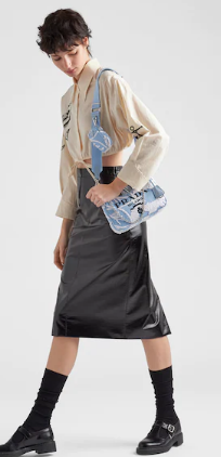 Prada Re-Edition 2006 embroidered drill shoulder bag 1BH204 sky blue Prada Re-Edition 2006 embroidered drill shoulder bag 1BH204 sky blue