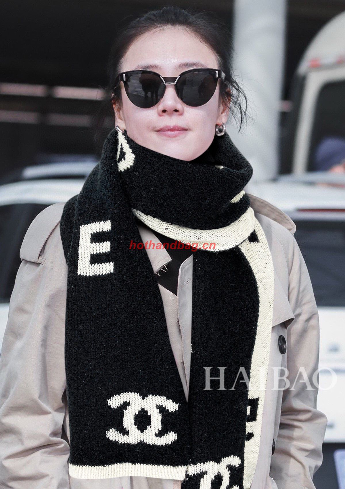 Chanel Wool Scarf CS56980 Black&White Chanel Wool Scarf CS56980 Black&White