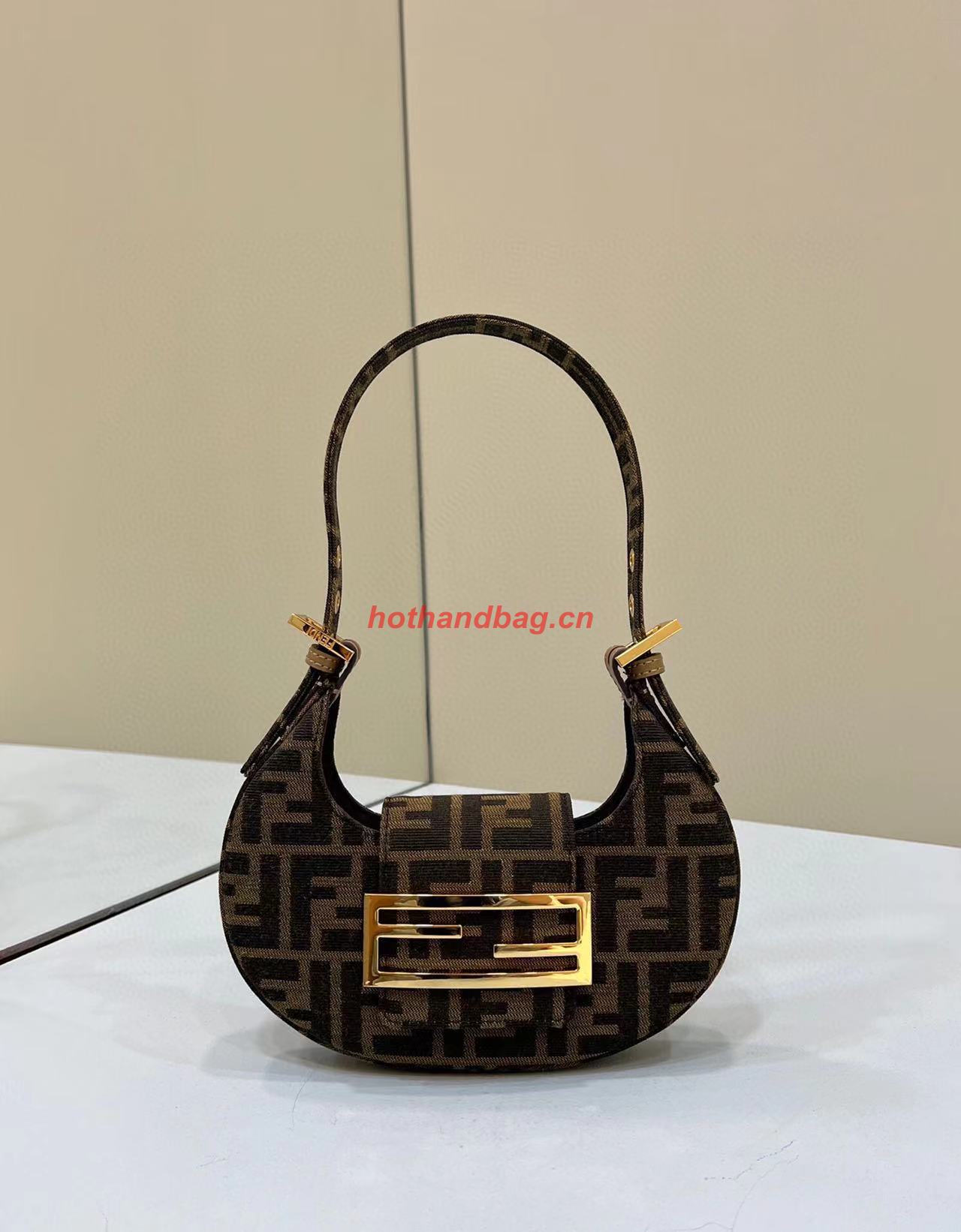 FENDI FF Fabric Shoulder bag FF10592 brown FENDI FF Fabric Shoulder bag FF10592 brown