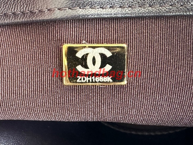 CHANEL FLAP BAG Lambskin & Gold-Tone Metal AS3393 black