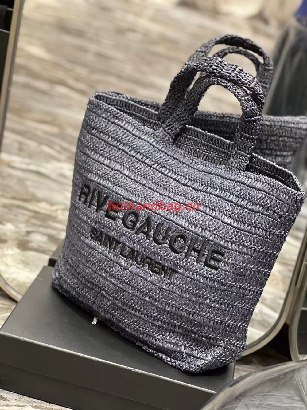 SAINT LAURENT RIVE GAUCHE SUPPLE TOTE BAG IN RAFFIA CROCHET 688864 black SAINT LAURENT RIVE GAUCHE SUPPLE TOTE BAG IN RAFFIA CROCHET 688864 black