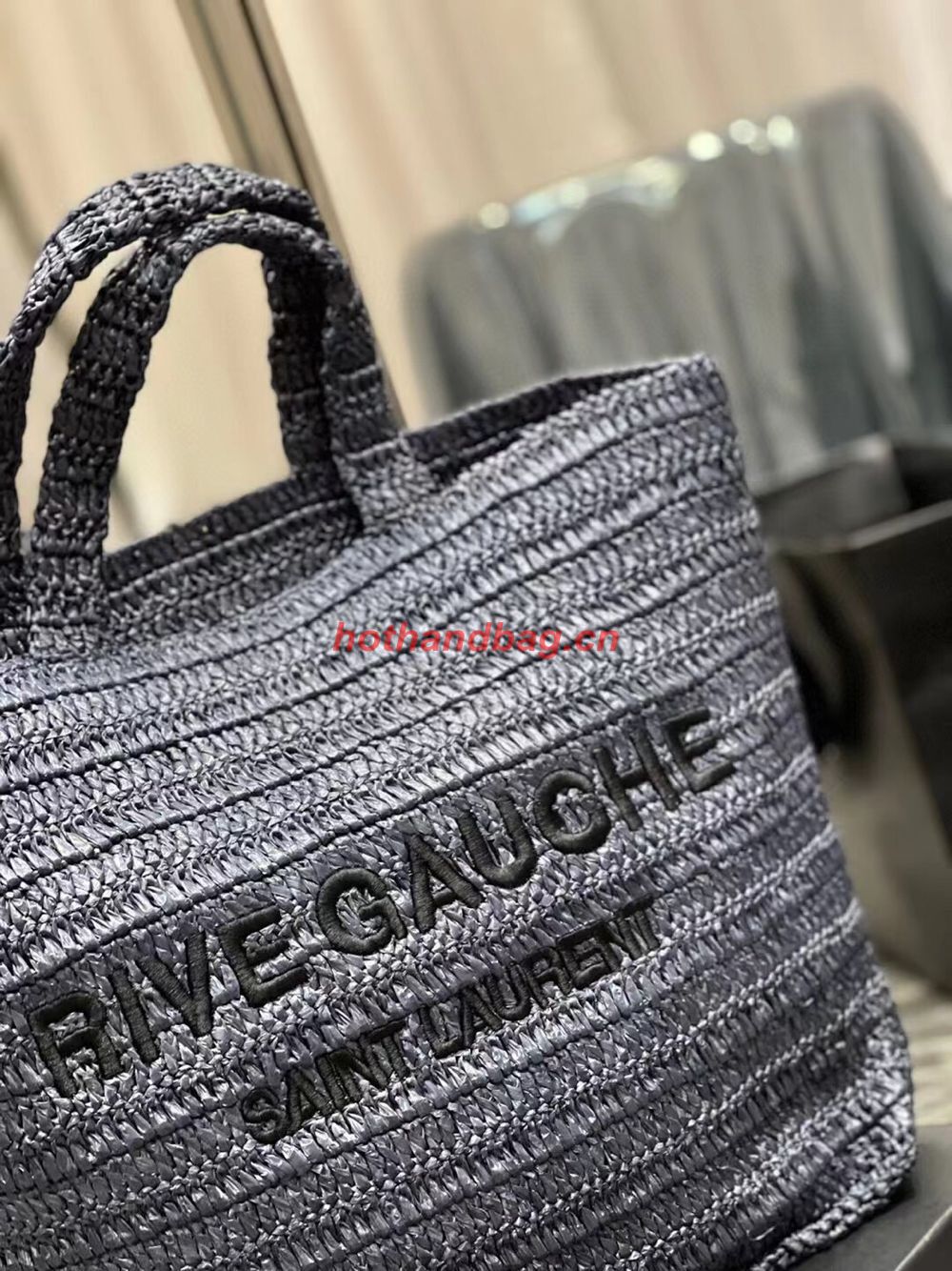 SAINT LAURENT RIVE GAUCHE SUPPLE TOTE BAG IN RAFFIA CROCHET 688864 black SAINT LAURENT RIVE GAUCHE SUPPLE TOTE BAG IN RAFFIA CROCHET 688864 black