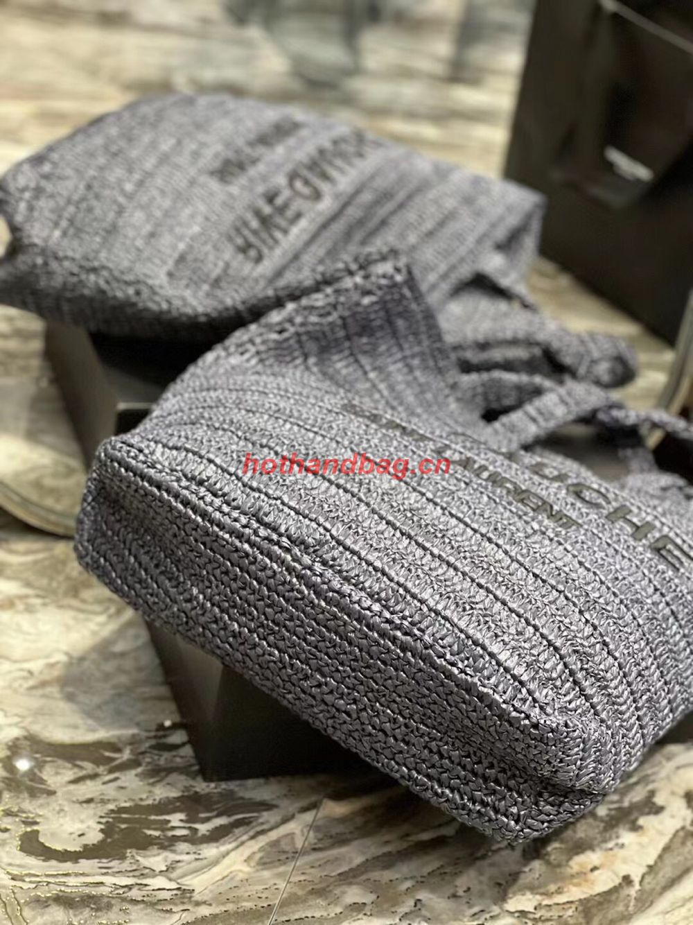 SAINT LAURENT RIVE GAUCHE SUPPLE TOTE BAG IN RAFFIA CROCHET 688864 black SAINT LAURENT RIVE GAUCHE SUPPLE TOTE BAG IN RAFFIA CROCHET 688864 black