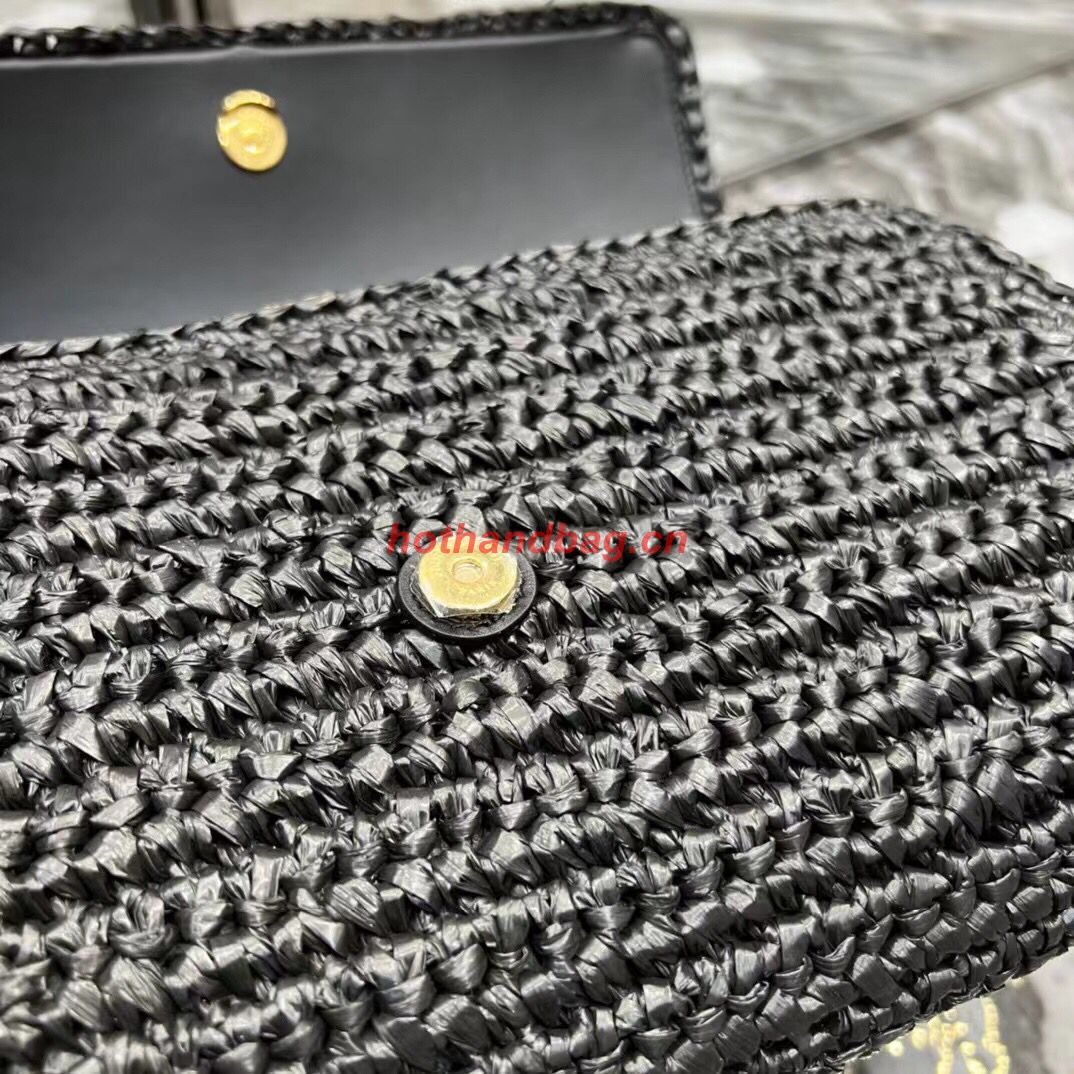SAINT LAUREN KATE 99 CHAIN BAG WITH TASSEL IN RAFFIA Y664276 black SAINT LAUREN KATE 99 CHAIN BAG WITH TASSEL IN RAFFIA Y664276 black